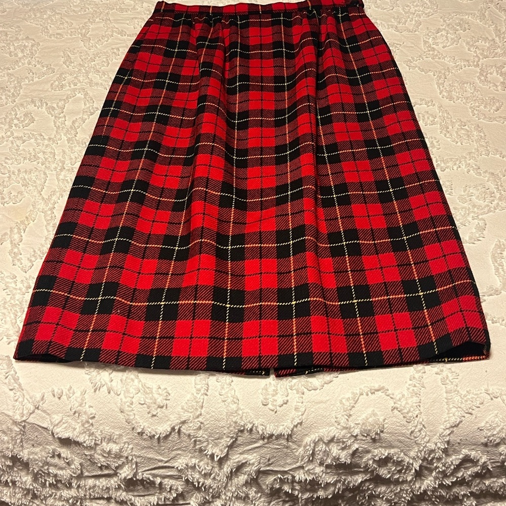Pendleton Red and Black Plaid Midi Skirt